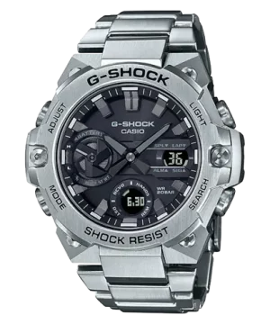 Stainless Steel Black Index Dial Slim G Steel Watch GSTB400D-1A