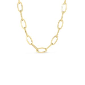 18 KT Yellow Gold knife edge oval link chain