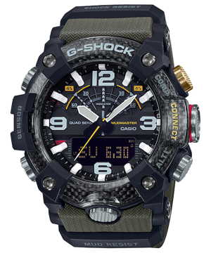 Carbon Fiber/Green Resin Black Index/Arabic Dial Mudmaster G-Shock Watch