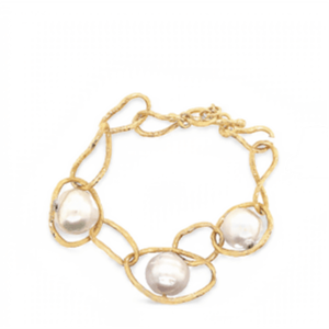 14K Yellow Gold Baroque Pearl Bracelet