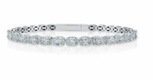 Christopher Designs Oval Cut Diamond Flexible Bangle Bracelet In 14K White Gold