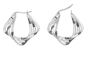 Sterling Silver Bamboo 13mm Twisted Hoop Earrings
