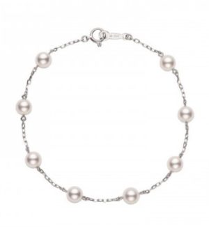18K White Gold Rhodium Plated Station Chain Bracelet