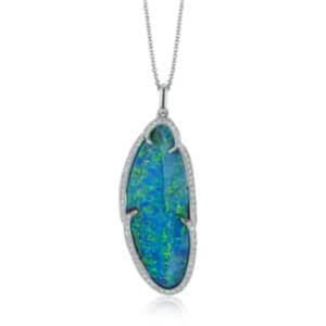 Simon G. Designer Opal And Diamond 18k White Gold Pendant