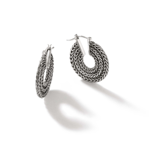 Sterling Silver 26mm Classic Chain Hoop Earrings