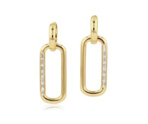 Long Baguette Link Huggie Earrings