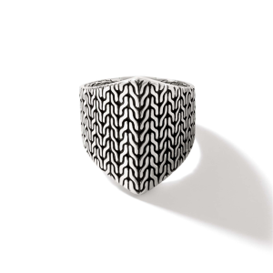 Sterling Silver Carved Chain Saddle Ring