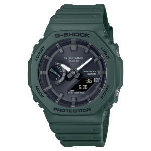 G Shock Stainless Steel/Resin Green Index Dial Analog Digital GAB2100-3A