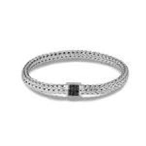 Sterling Silver Lava Chain Bracelet With Black Sapphire