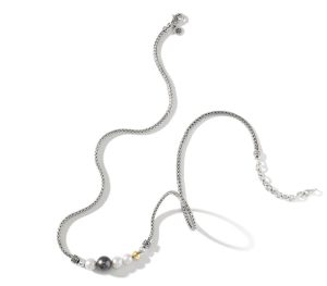 Sterling Silver & 18Kt Yellow Gold Classic Chain Pearl Necklace