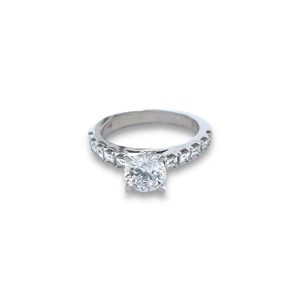 14kt White Gold Baguette Cathedral Diamond Engagement Ring Semi-Mounting