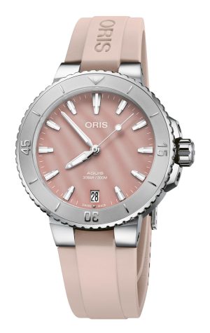 Mother Of Pearl Index Dial Oris Aquis Date - Pink