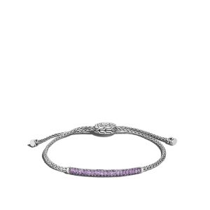 Sterling Silver Amethyst Pull Through Station Bracelet
