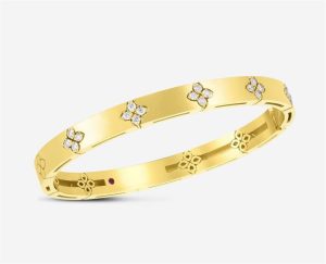 18K Yellow Gold Verona Medium Bangle with Diamond Accent